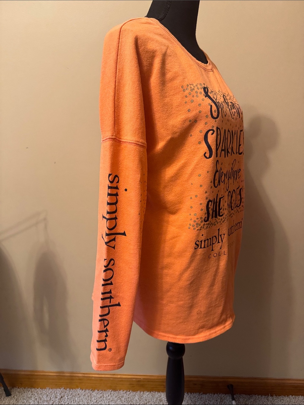 Simply Southern Orange Graphic Sparkle Long Sleeve Tee - Picture 3 of 6